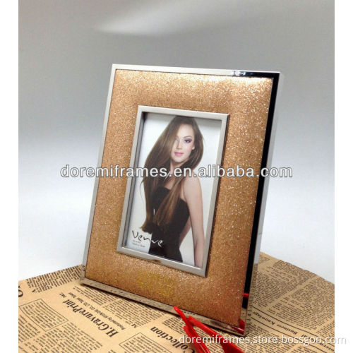 brilliant fake leather and stainless steel photo frame